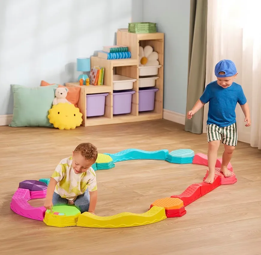Balance & Groove Set - Balance Beam for Kids - Musical Games & Activities - 5 Sensory Stones, 8 Wavy Beams & 1 Musical Pod - Indoor Active Play - 3 Years + : Toys & Games