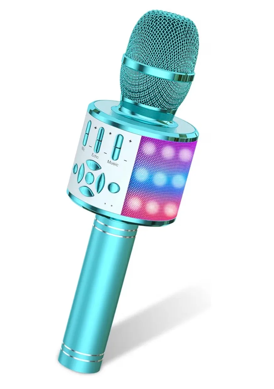 Amazmic Kids Karaoke Microphone Machine Toys for Girls Bluetooth Microphone with LED Light, Father's Day Birthday Gift for Girls Boys 3 4 5 6 7 8 9 10 11 12 Year Old Kids Toys(Blue) : Toys & Games