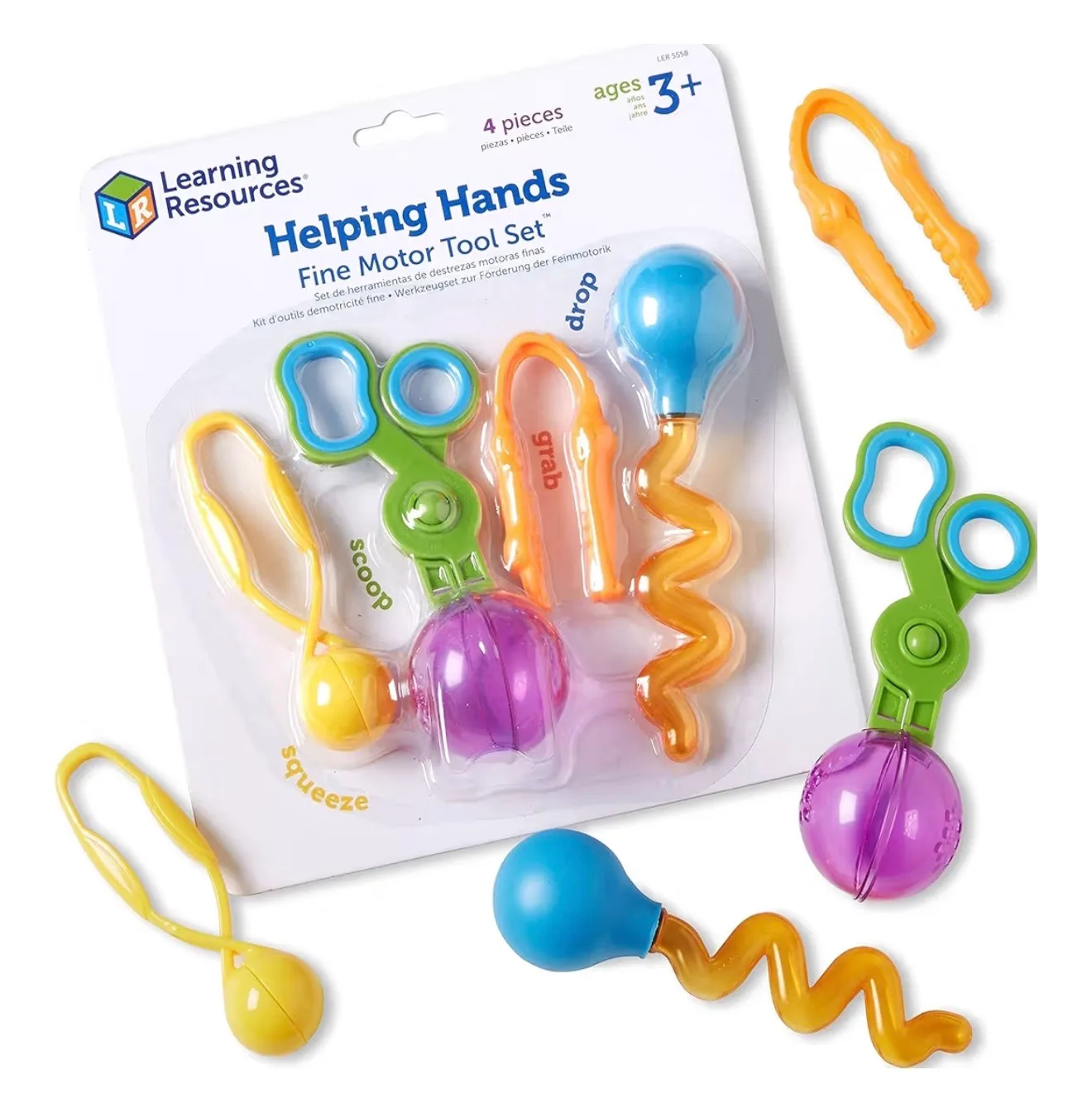 Learning Resources Helping Hands Fine Motor Tool Set Toy - Sensory Bin Sand Toys, Montessori, Plastic Tweezers, Therapy Games For Toddler, Homeschool Preschool Supplies : Toys & Games